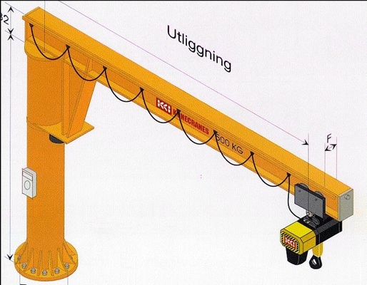 Cột cố định Chiều dài 8m Cẩu công xôn cánh tay cần cẩu đứng tự do 3.2 tấn