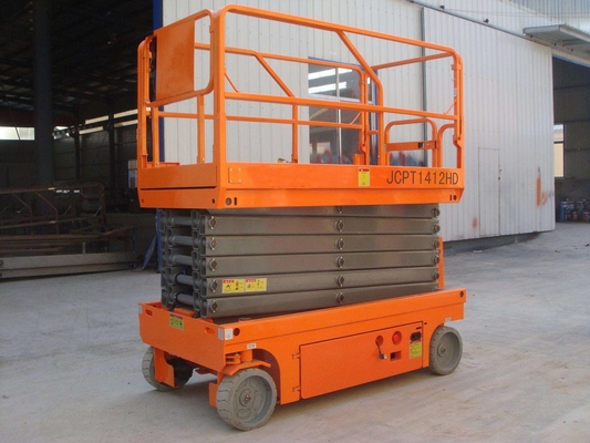 Chiều cao từ 8m đến 14m Kéo cắt điện tự hành Nền tảng làm việc di động trên không 300kg