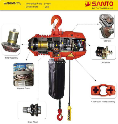 Palăng xích điện 2 tấn HHBD tùy chỉnh có móc / xe đẩy có động cơ