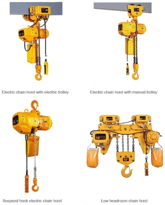 Xưởng 3.2Ton Palăng xích điện Collor màu vàng với xe đẩy động cơ